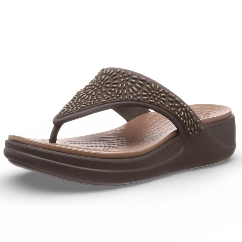 Crocs Monterey Diamanté Wedge Flip Flops